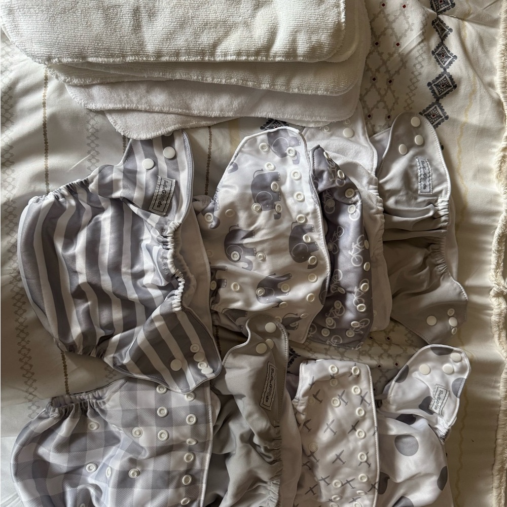 Gray Baby Cloth Diapers Set